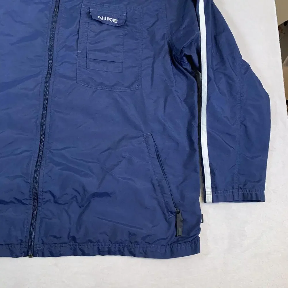 Vintage Nike Jacket Mens 2XL Blue Lined Full‎ Zip 90s Gray Tag Y2K Street Wear